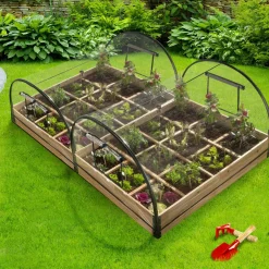 Lot de 2 carrés potager en bois 12 compartiments*IDMarket