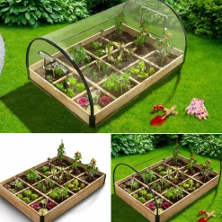 Lot de 2 carrés potager en bois 12 compartiments*IDMarket
