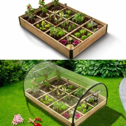 Lot de 2 carrés potager en bois 12 compartiments*IDMarket