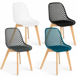 Lot de 4 chaises ajourées dépareillées design*IDMarket Clearance