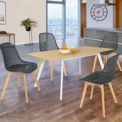 Lot de 4 chaises ajourées grises design*IDMarket Hot