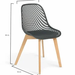 Lot de 4 chaises ajourées grises design*IDMarket Hot