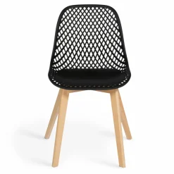 Lot de 4 chaises ajourées noires design*IDMarket Online