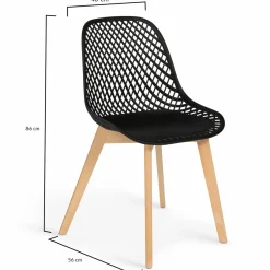 Lot de 4 chaises ajourées noires design*IDMarket Online