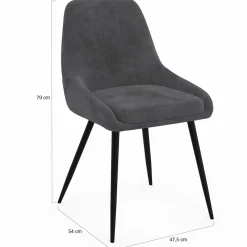 Lot de 6 chaises avec accoudoirs en velours gris foncé*IDMarket Online