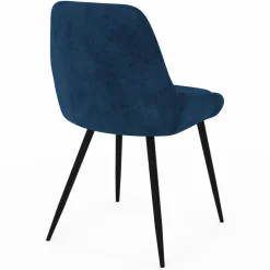 Lot de 4 chaises avec accoudoirs en velours bleu*IDMarket