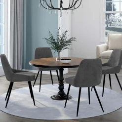 Lot de 4 chaises avec accoudoirs en velours gris foncé*IDMarket Hot