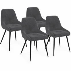 Lot de 4 chaises avec accoudoirs en velours gris foncé*IDMarket Hot