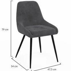 Lot de 4 chaises avec accoudoirs en velours gris foncé*IDMarket Hot