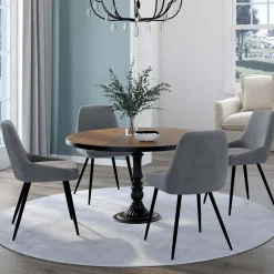 Lot de 4 chaises avec accoudoirs en velours gris clair*IDMarket