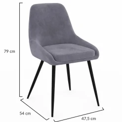 Lot de 4 chaises avec accoudoirs en velours gris clair*IDMarket