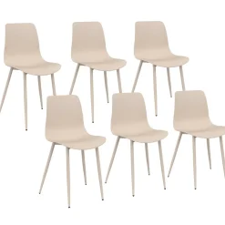 Lot de 6 chaises beige avec pieds en métal*IDMarket