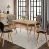 Lot de 4 chaises bi-matière en tissu et PU marron et taupe pour salle à manger*IDMarket Outlet