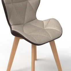 Lot de 4 chaises bi-matière en tissu et PU marron et taupe pour salle à manger*IDMarket Outlet