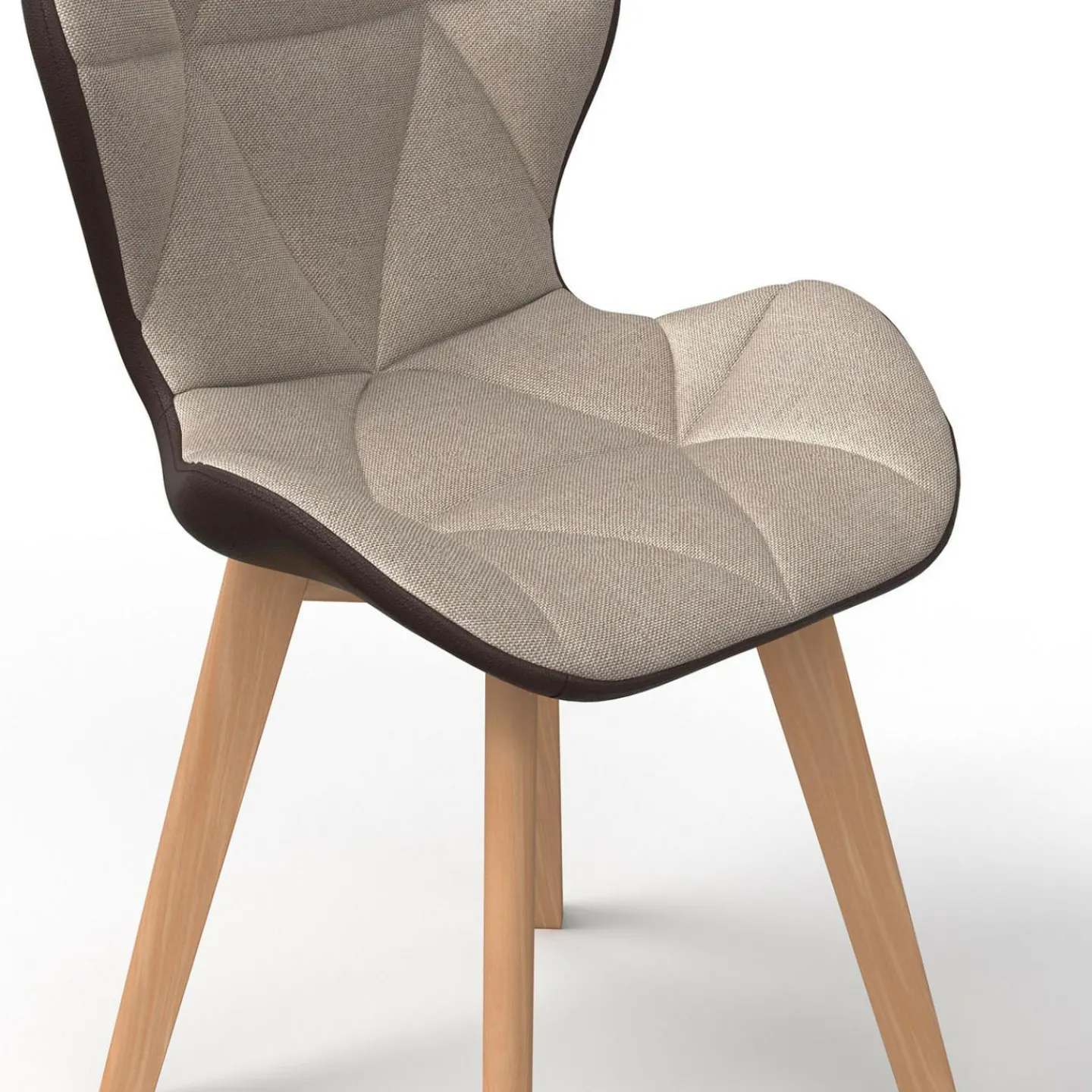 Lot de 4 chaises bi-matière en tissu et PU marron et taupe pour salle à manger*IDMarket Outlet