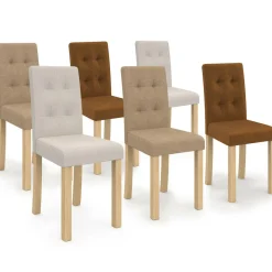 Lot de 6 chaises capitonnées tricolore taupe, beige et marron*IDMarket New
