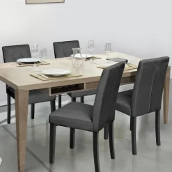 Lot de 4 chaises capitonnées en velours gris pieds noirs*IDMarket Discount