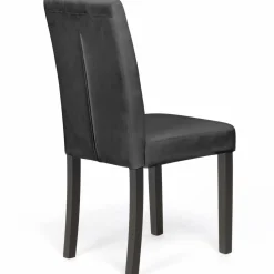 Lot de 4 chaises capitonnées en velours gris pieds noirs*IDMarket Discount