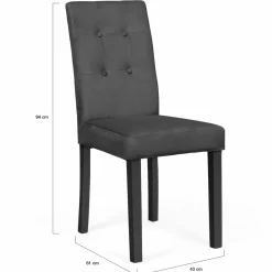 Lot de 4 chaises capitonnées en velours gris pieds noirs*IDMarket Discount