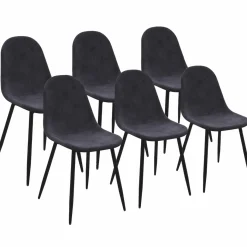 Lot de 6 chaises confortables en velours gris foncé*IDMarket Best