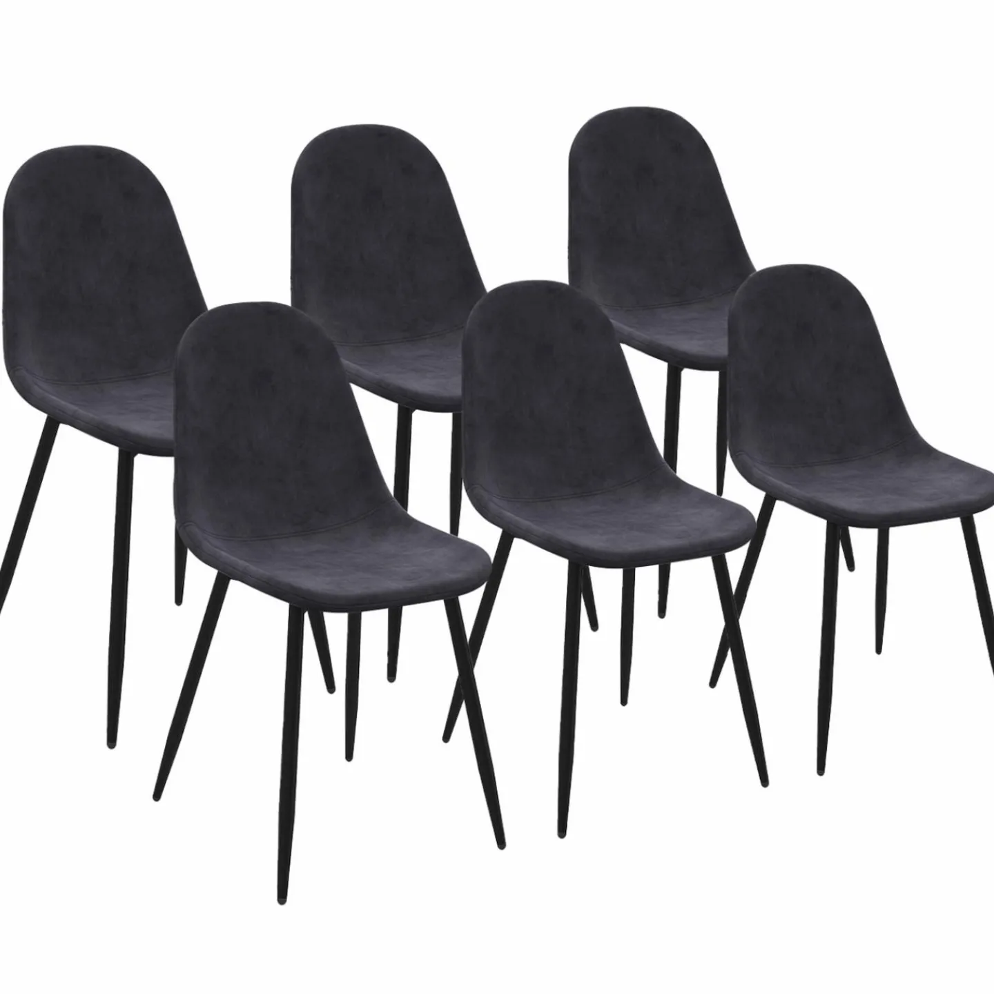 Lot de 6 chaises confortables en velours gris foncé*IDMarket Best