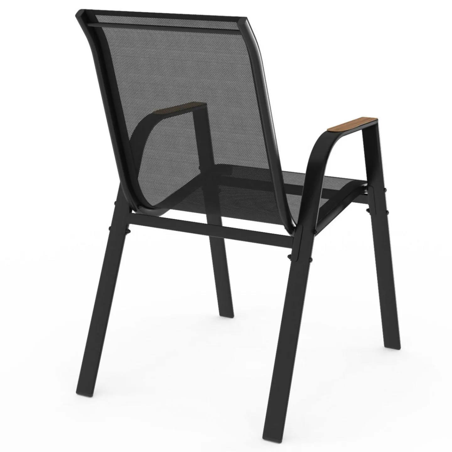 Lot de 6 chaises de jardin métal et textilène noir et bois*IDMarket Hot