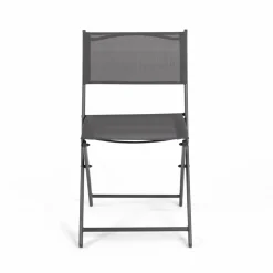 Lot de 4 chaises de jardin pliantes grises en acier et textilène*IDMarket Clearance
