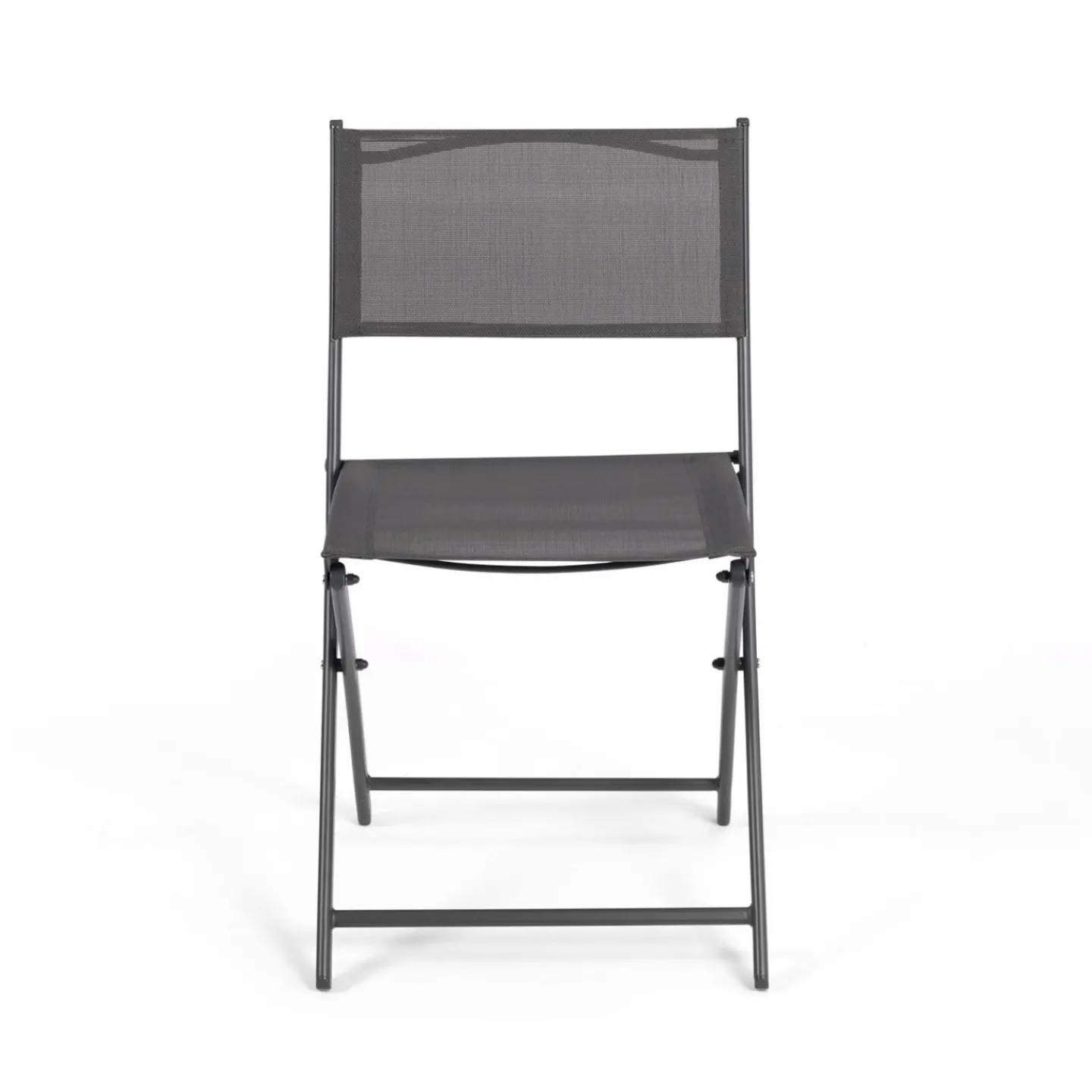 Lot de 4 chaises de jardin pliantes grises en acier et textilène*IDMarket Clearance