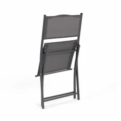 Lot de 4 chaises de jardin pliantes grises en acier et textilène*IDMarket Clearance