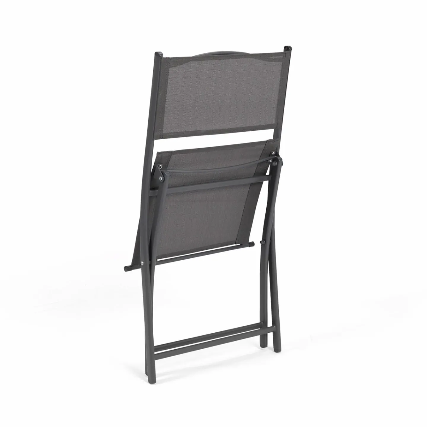 Lot de 4 chaises de jardin pliantes grises en acier et textilène*IDMarket Clearance