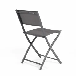 Lot de 4 chaises de jardin pliantes grises en acier et textilène*IDMarket Clearance