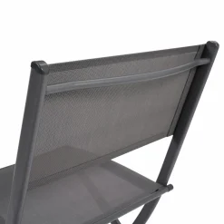 Lot de 4 chaises de jardin pliantes grises en acier et textilène*IDMarket Clearance