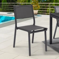 Lot de 6 chaises de jardin empilables gris anthracite en métal et textilène*IDMarket Discount