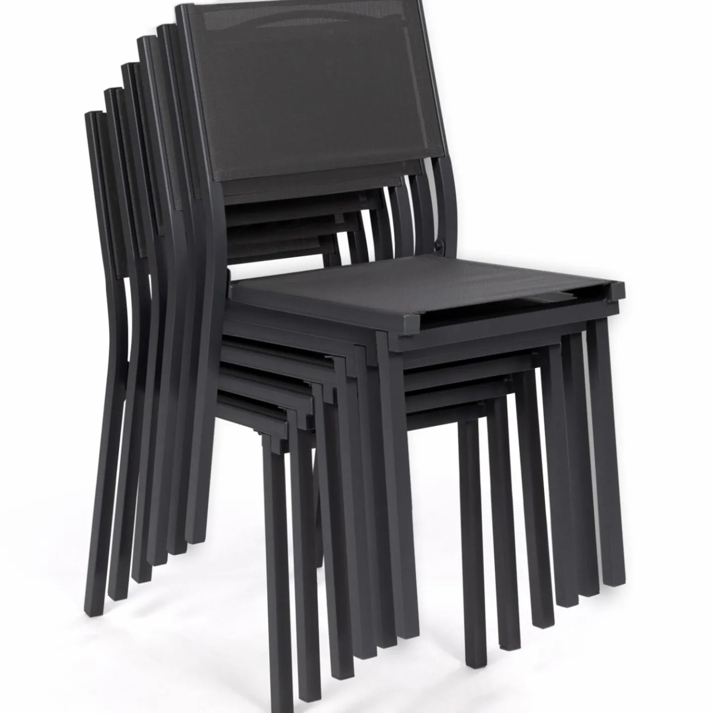 Lot de 6 chaises de jardin empilables gris anthracite en métal et textilène*IDMarket Discount