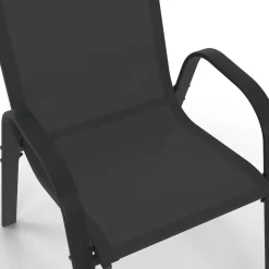 Lot de 4 chaises de jardin empilables en métal noir et textilène*IDMarket Clearance