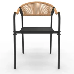 Lot de 4 chaises de jardin extérieures en métal, en cordage, en textilène et rotin clair*IDMarket Best