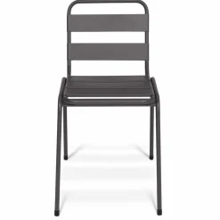 Lot de 6 chaises de jardin empilables en acier gris anthracite, noir et bleu*IDMarket New