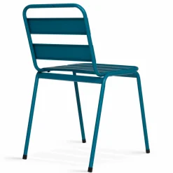 Lot de 6 chaises de jardin empilables en acier gris anthracite, noir et bleu*IDMarket New