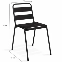 Lot de 6 chaises de jardin empilables en acier gris anthracite, noir et bleu*IDMarket New