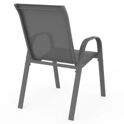 Lot de 6 chaises de jardin empilables en métal gris anthracite et textilène*IDMarket Sale