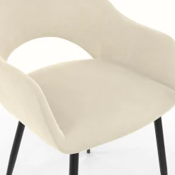 Lot de 2 chaises de salle à manger, fauteuils de table CLARA en velours crème*IDMarket Online