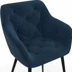 Lot de 2 chaises de salle à manger, fauteuils de table capitonnés LYA velours bleu canard*IDMarket Online