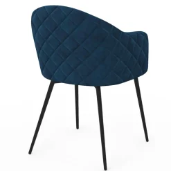 Lot de 2 chaises de salle à manger design en velours bleu canard*IDMarket New