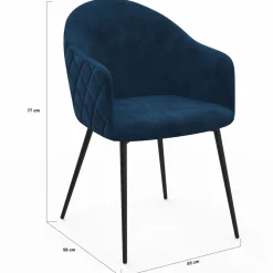 Lot de 2 chaises de salle à manger design en velours bleu canard*IDMarket New