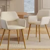 Lot de 2 chaises de salle à manger, fauteuils de table en velours beige*IDMarket New