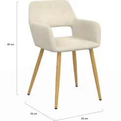 Lot de 2 chaises de salle à manger, fauteuils de table en velours beige*IDMarket New