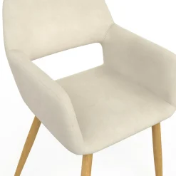 Lot de 2 chaises de salle à manger, fauteuils de table en velours beige*IDMarket New