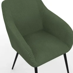 Lot de 2 chaises de salle à manger, fauteuils de table en velours côtelé vert kaki*IDMarket Outlet