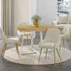 Lot de 4 chaises de salle à manger en velours beige avec demi-accoudoirs*IDMarket