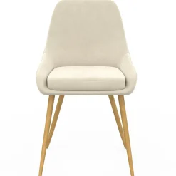 Lot de 4 chaises de salle à manger en velours beige avec demi-accoudoirs*IDMarket